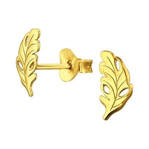 14K Gold Vermeil Leaf Stud Earrings